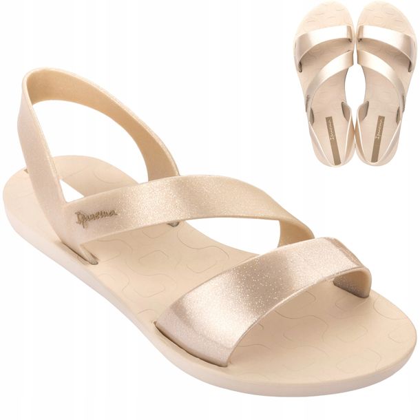 Sandały damskie Sportowe Ipanema Vibe Płaskie Eleganckie Wygodne Beżowe 41