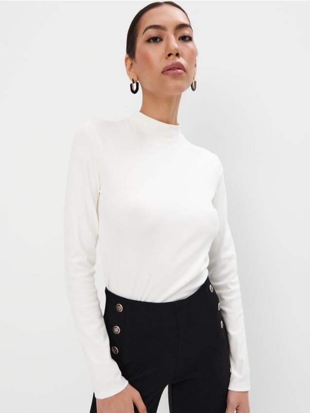 Mohito - Jasna bluzka ze stójką - kremowy