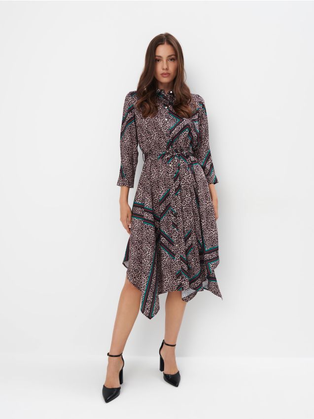 Mohito - Szmizjerka midi w panterkę - wielobarwny