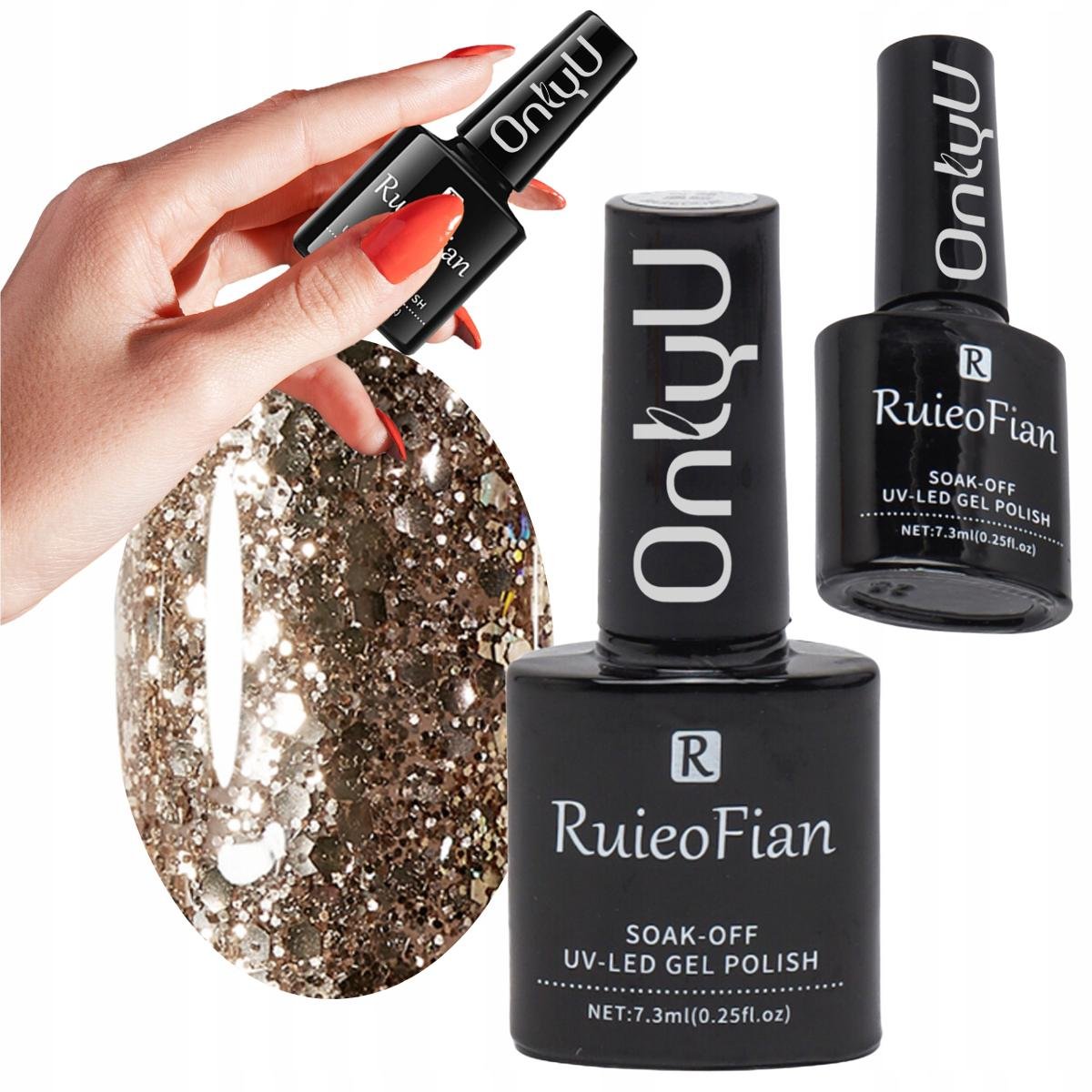 Szampanski Braz Hybrydowy Lakier Do Paznokci Z Brokatem Lakier Uv/L127