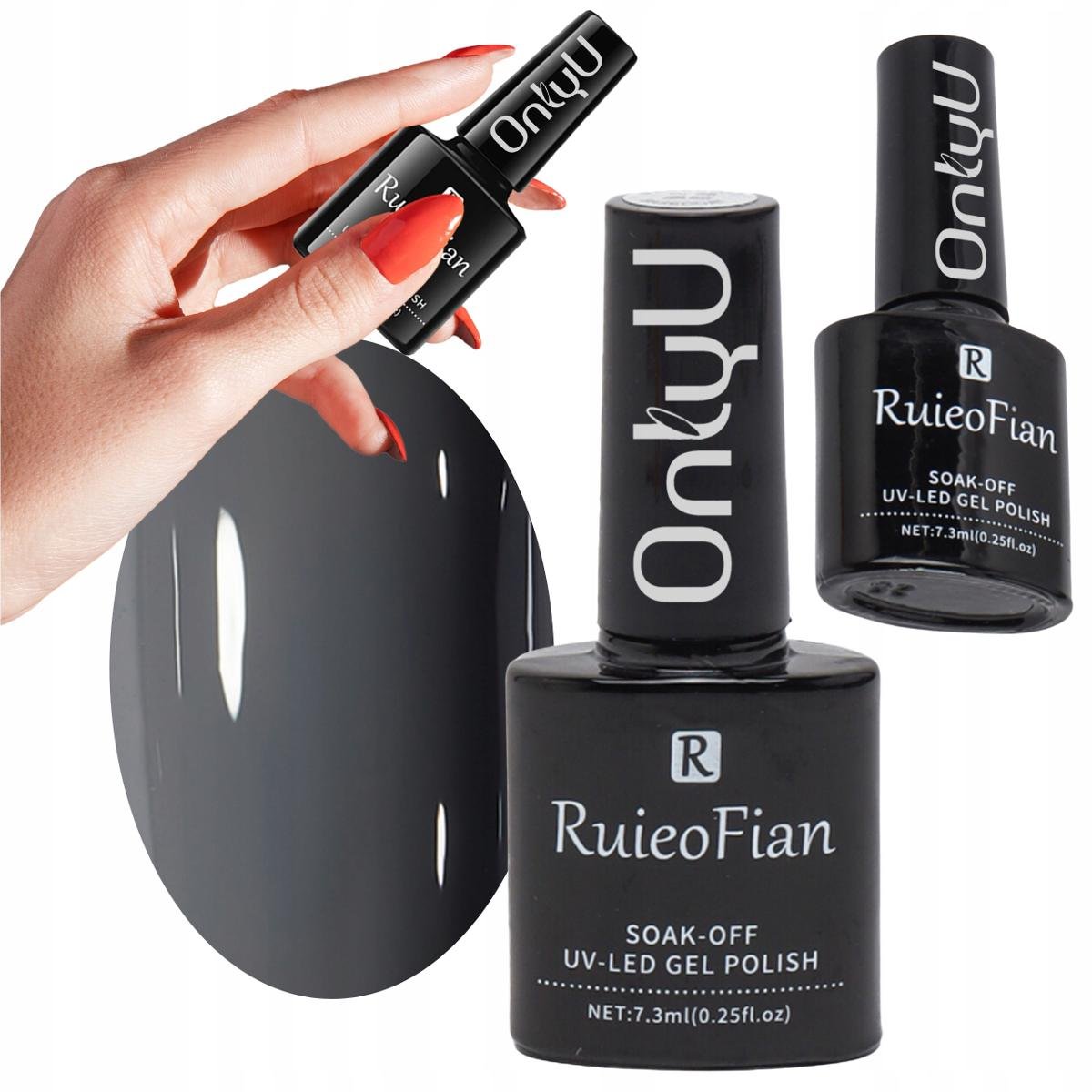 Ciemnoszary Hybrydowy Lakier Do Paznokci Z Polyskiem Lakier Uv Onlyu/L046