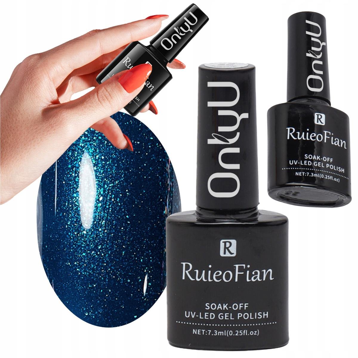 Ciemnoniebieski Lakier Do Paznokci Hybrydowy Brokatowy Lakier Uv /L111