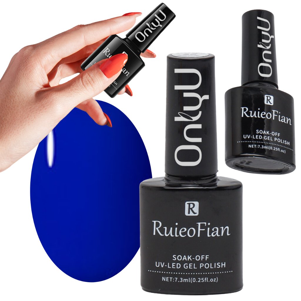 OnlyU BLEKITNY LAKIER DO PAZNOKCI HYBRYDOWY Z POLYSKIEM LAKIER UV BLUE/L005