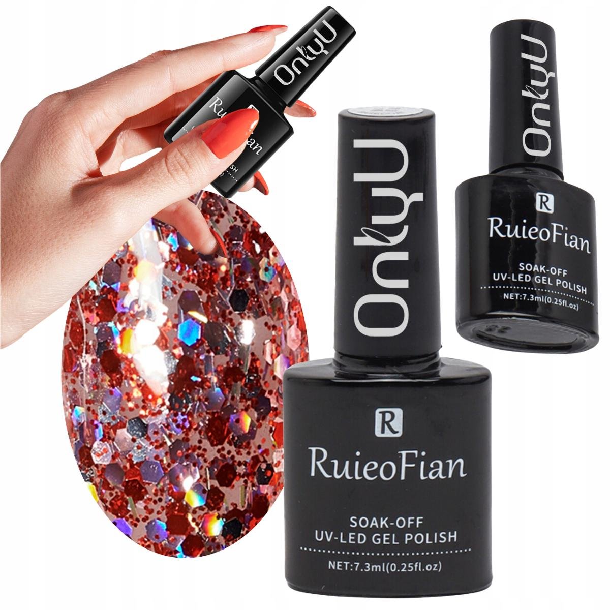 Intensywny Czerwony Hybrydowy Lakier Do Paznokci Z Brokatem Lakier Uv/L139