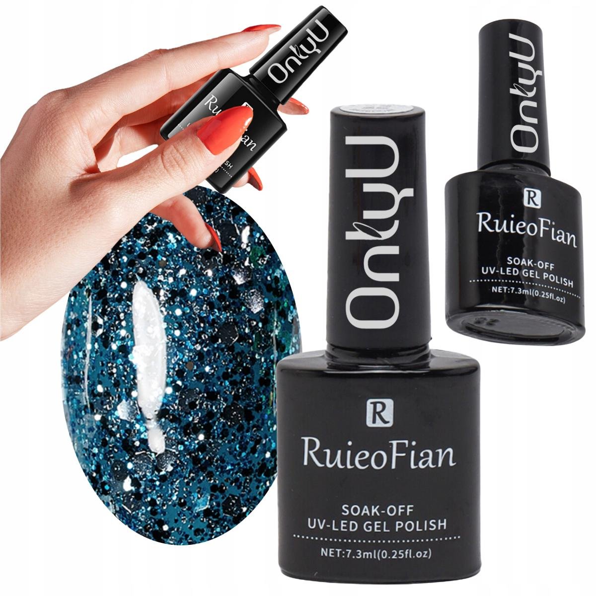 Ciemny Brokatowy Niebieski Hybrydowy Lakier Do Paznokci Z Polyskiem Uv/L134