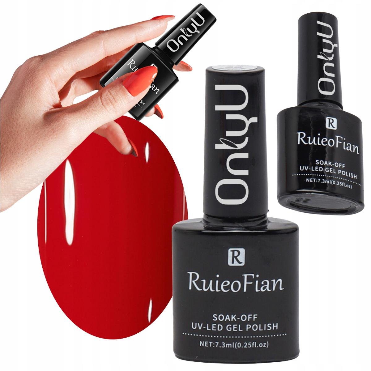 OnlyU CZERWONY LAKIER DO PAZNOKCI HYBRYDOWY Z POLYSKIEM LAKIER UV RED /L003
