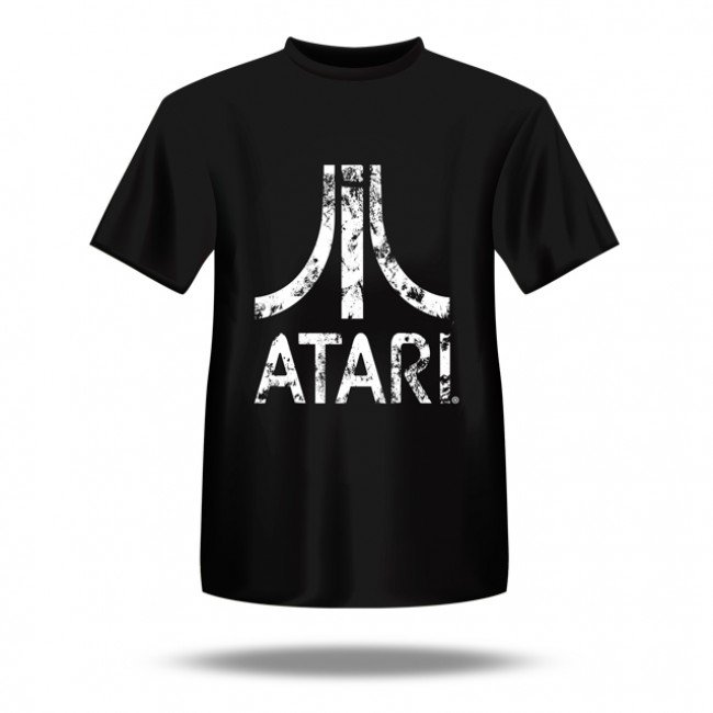 Koszulka męska z białym logo ATARI, Czarna, M
