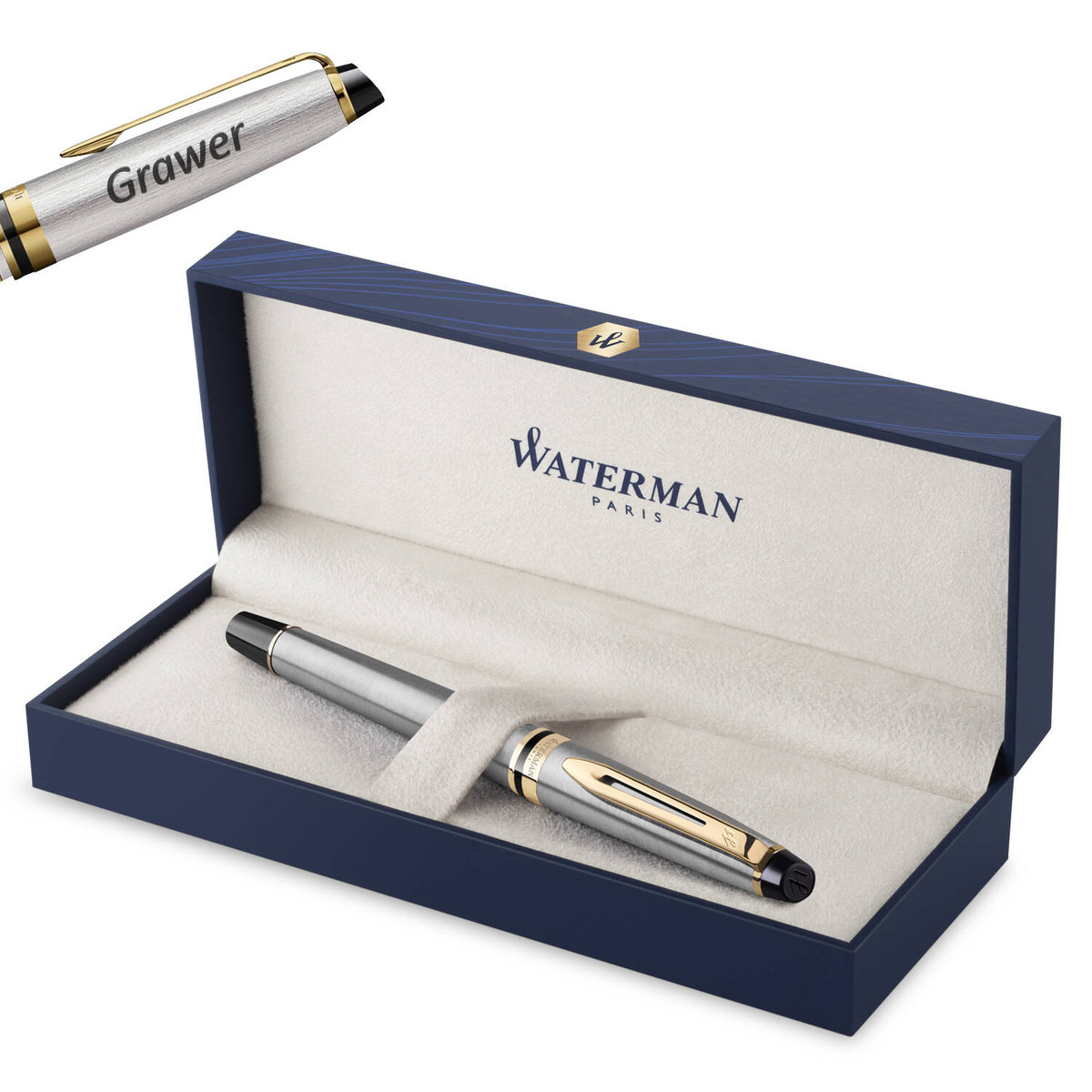 Pióro wieczne Waterman Expert Stalowy GT (M) z grawerem
