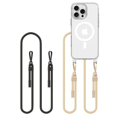 Etui IPHONE 16 PRO Tech-Protect Flexair Chain MagSafe Black & Taupe transparentne