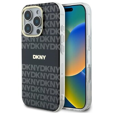 Etui DKNY Repeat Texture Pattern With Stripe do iPhone 16 Pro Max Czarny | Bezpłatny transport