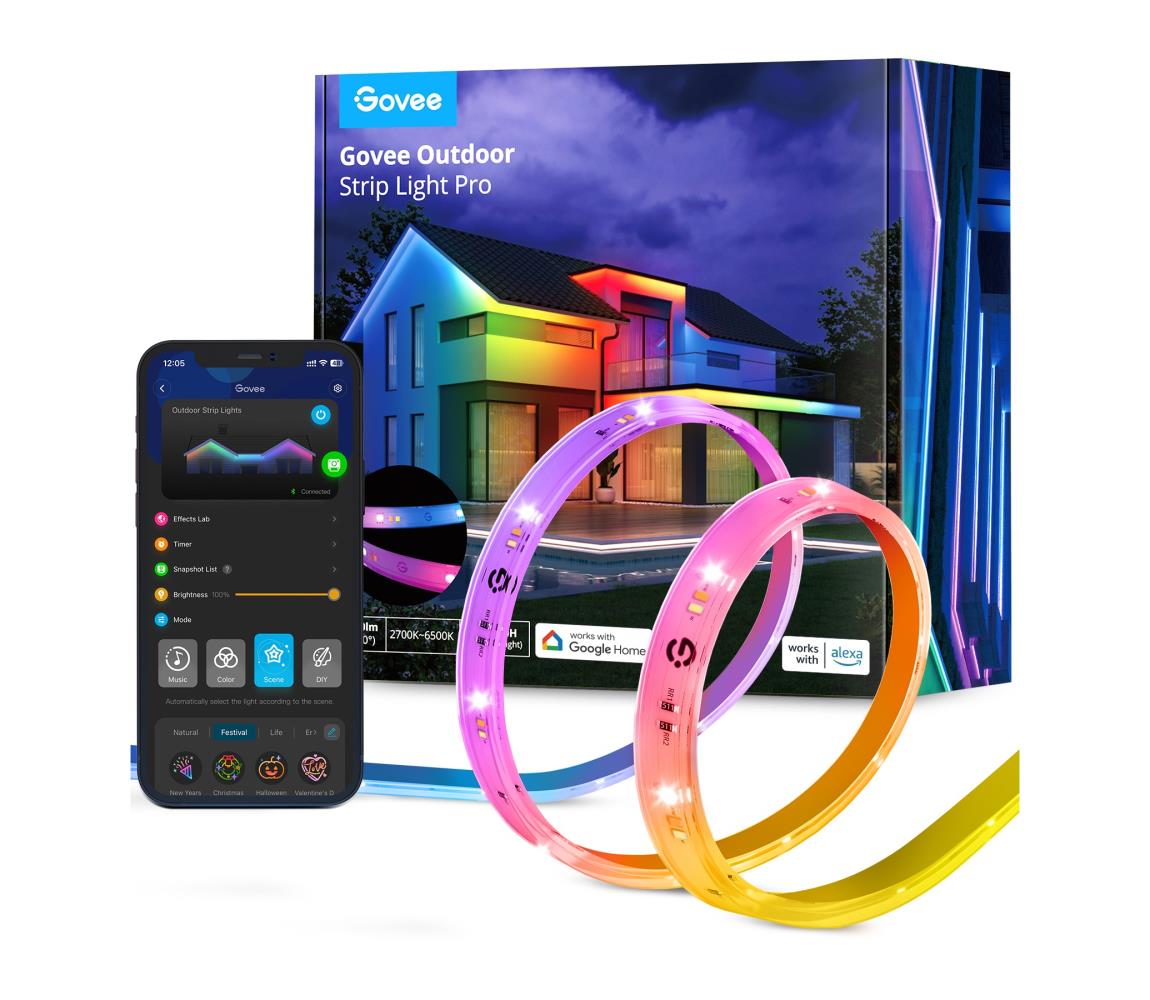 Govee - Outdoor Pro SMART RGBICWW Zewnętrzna taśma LED 10m Wi-Fi IP65