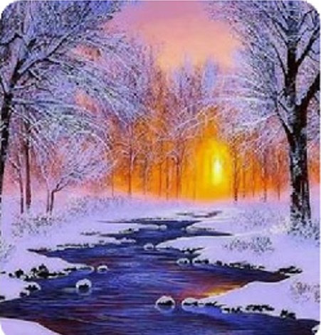 Diamentowa Mozaika Zima Rzeczny Nurt 30x40