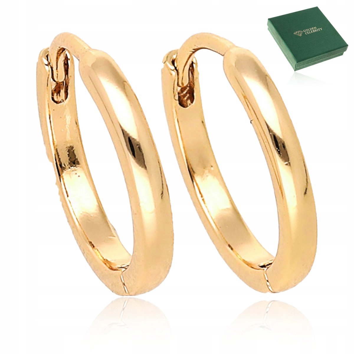 Kolczyki Złote Stal Chirurgiczna Okrągłe Gładkie Małe Koła Wiszące Zatrzask