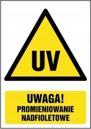 Naklejka Uwaga! Promieniowanie nadfioletowe 30x42cm