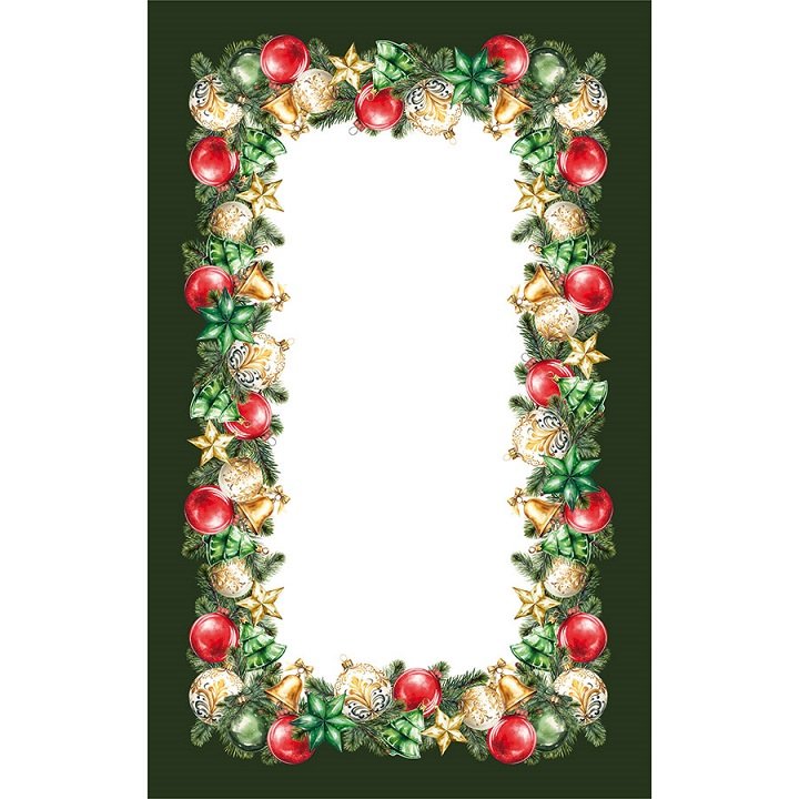 Obrus świąteczny 110x160 plamoodporny Bombki zielony