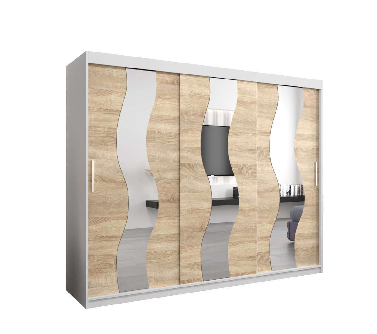 Szafa przesuwna Garderoba SEWILLA 250 gł. 62 biały/sonoma