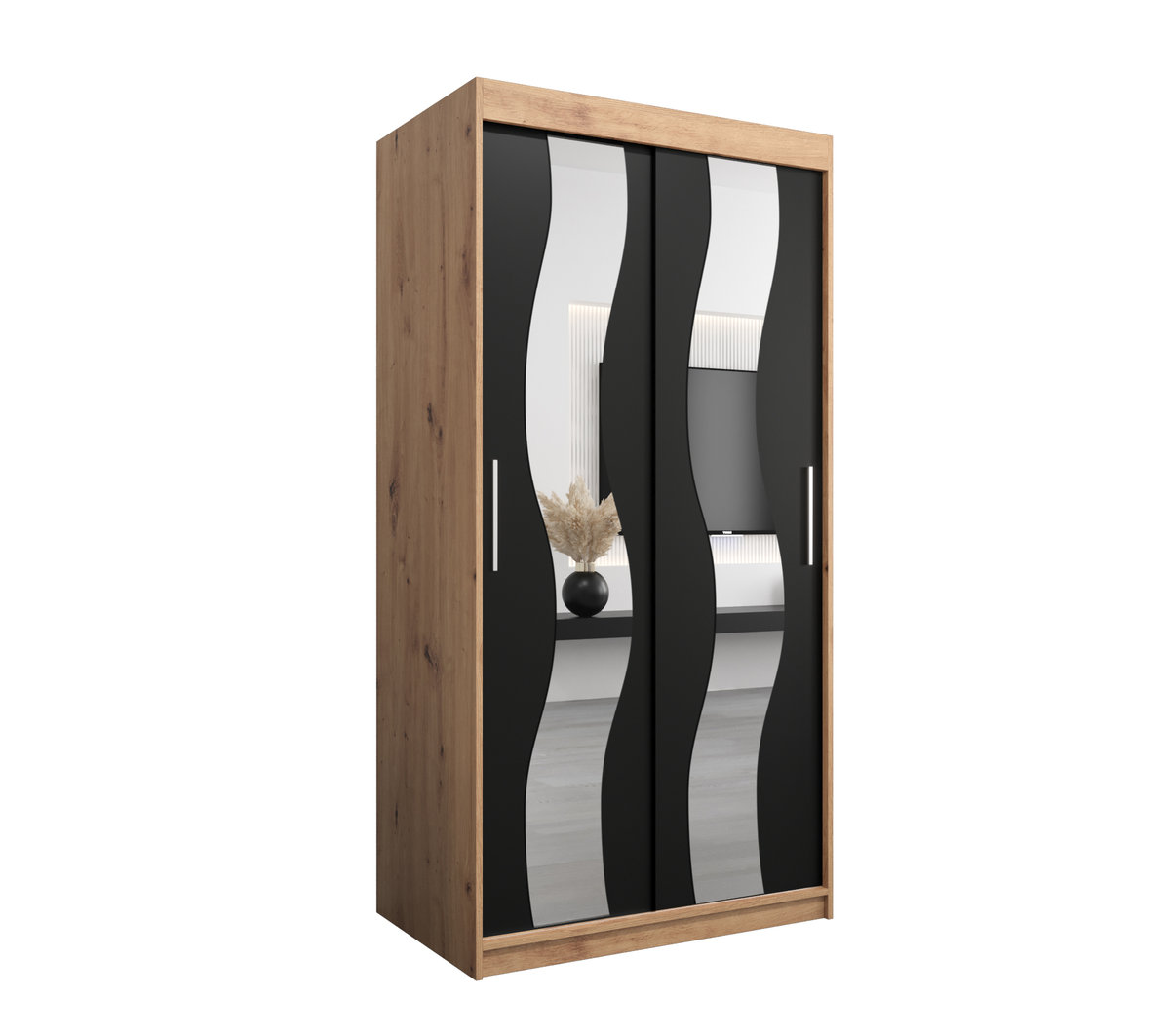 Szafa przesuwna Garderoba SEWILLA 100 gł. 62 artisan/czarny