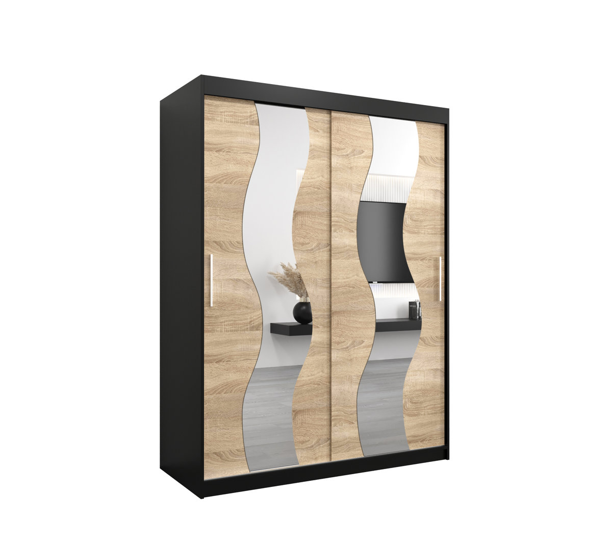 Szafa przesuwna Garderoba SEWILLA 150 gł. 62 czarny/sonoma