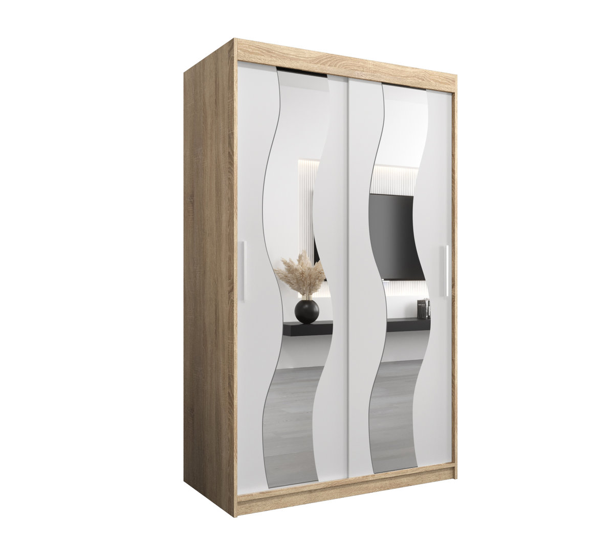 Szafa przesuwna Garderoba SEWILLA 120 gł. 62 sonoma/biały