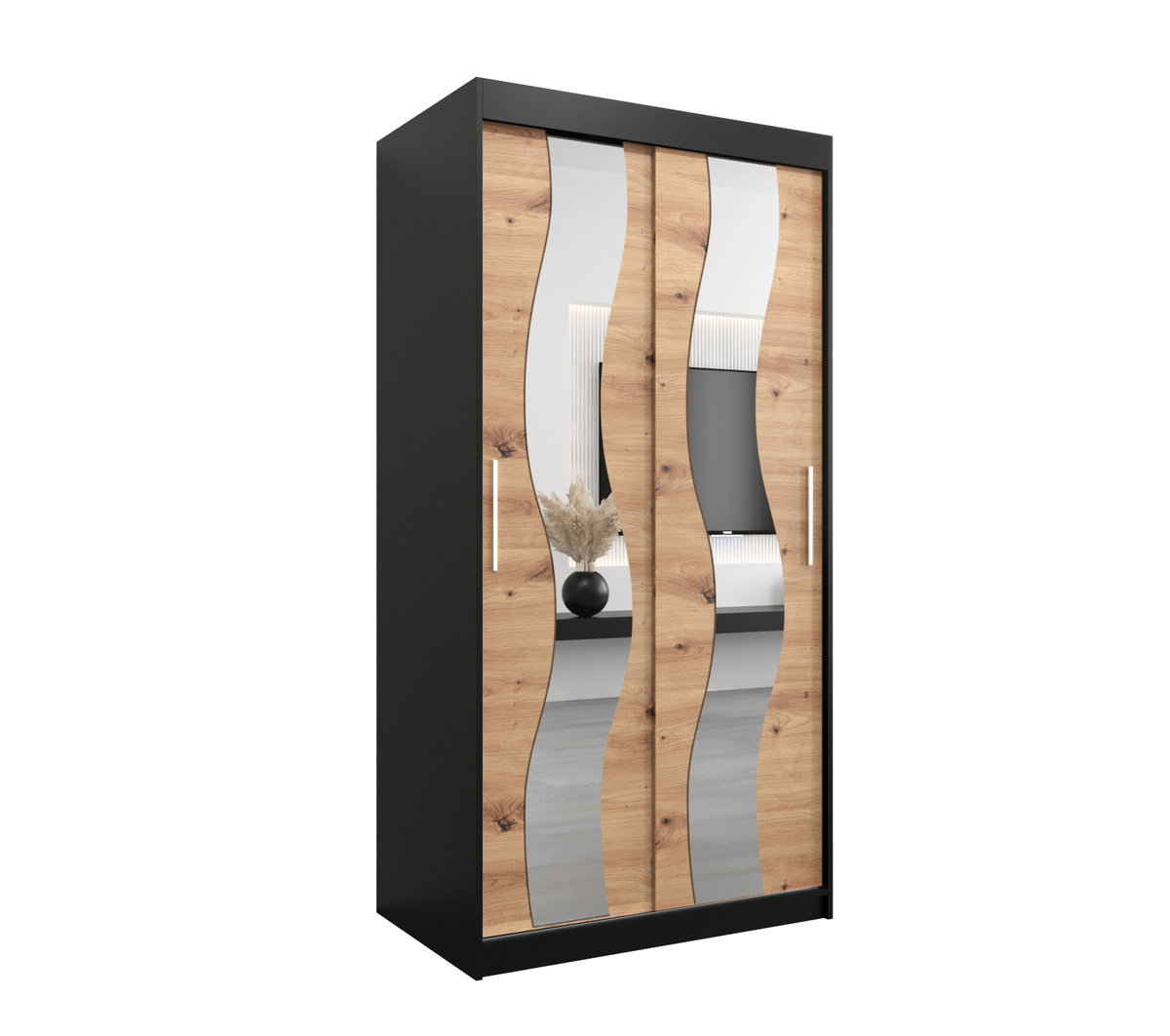 Szafa przesuwna Garderoba SEWILLA 100 gł. 62 czarny/artisan