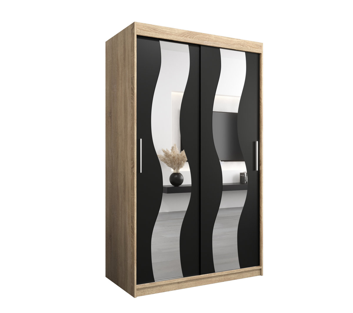 Szafa przesuwna Garderoba SEWILLA 120 gł. 62 sonoma/czarny