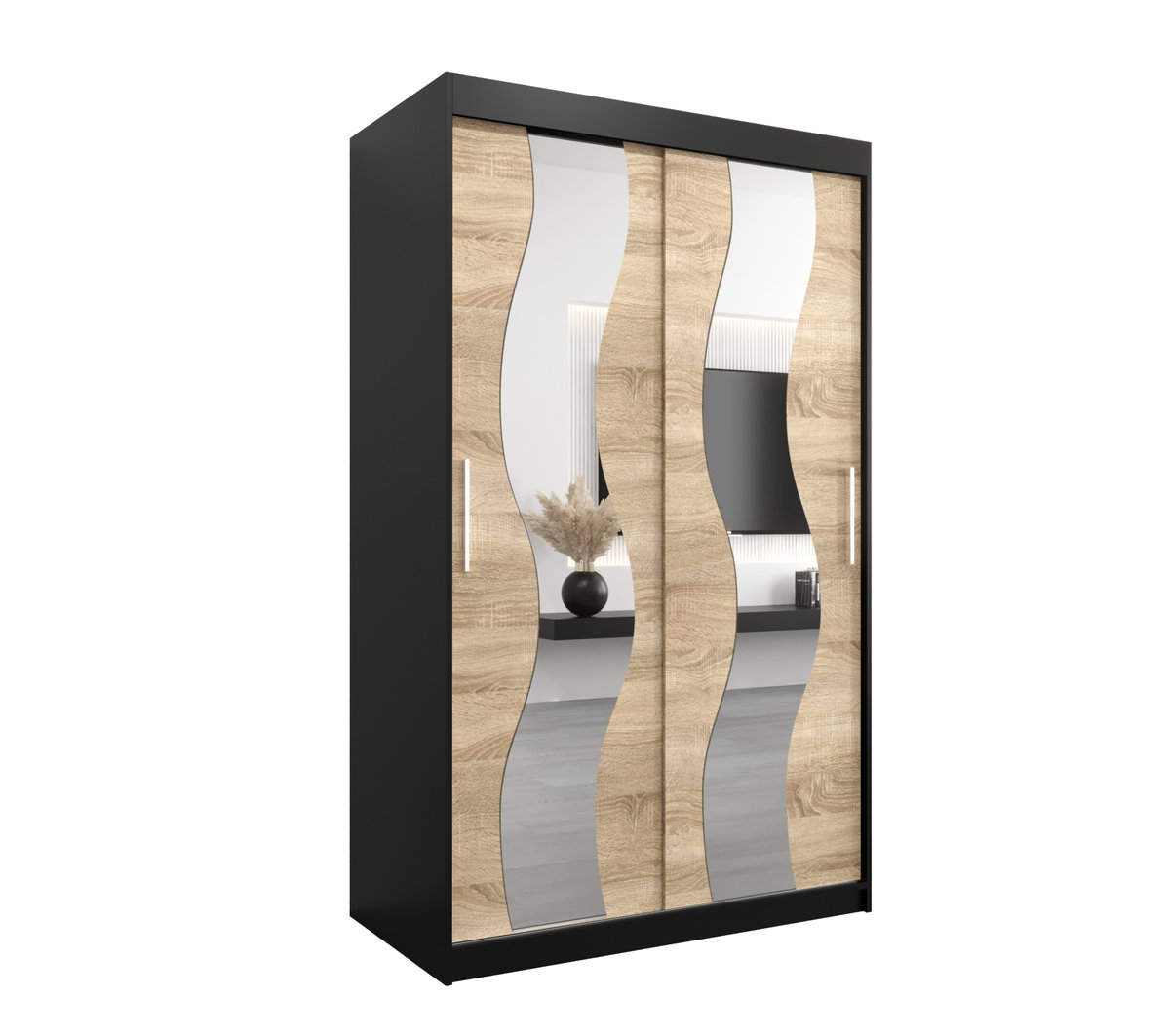 Szafa przesuwna Garderoba SEWILLA 120 gł. 62 czarny/sonoma