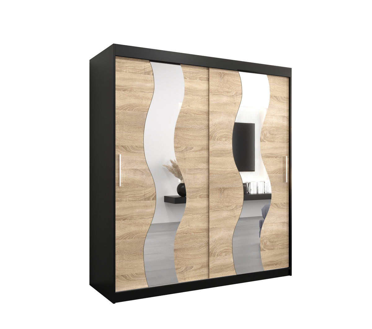 Szafa przesuwna Garderoba SEWILLA 180 gł. 62 czarny/sonoma