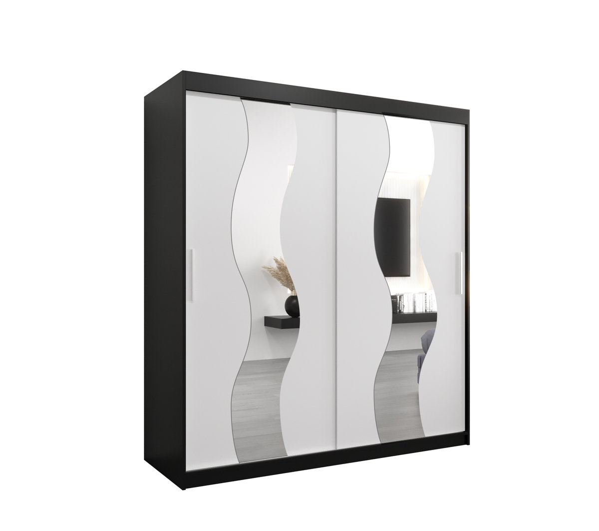 Szafa przesuwna Garderoba SEWILLA 180 gł. 62 czarny/biały