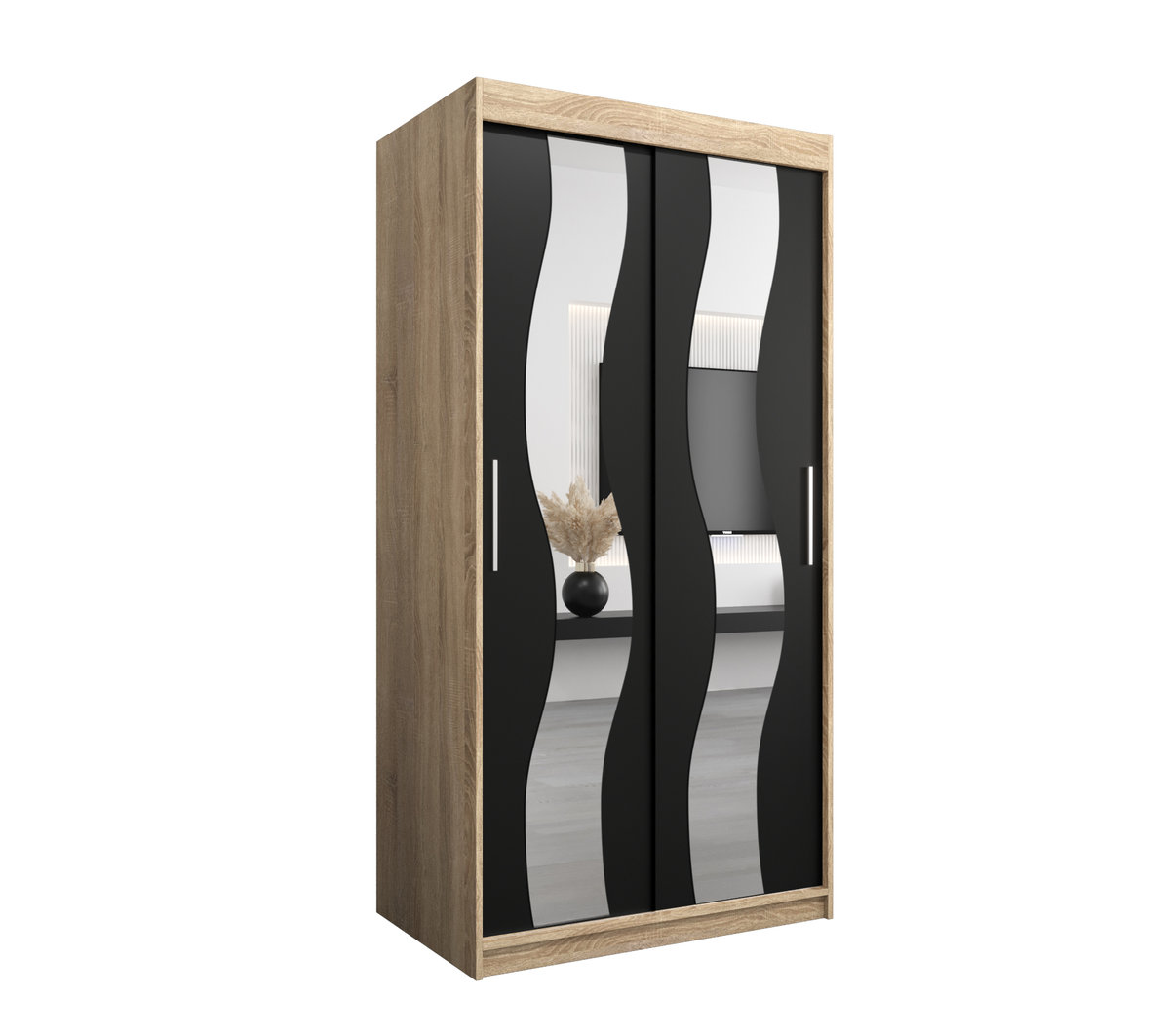 Szafa przesuwna Garderoba SEWILLA 100 gł. 62 sonoma/czarny