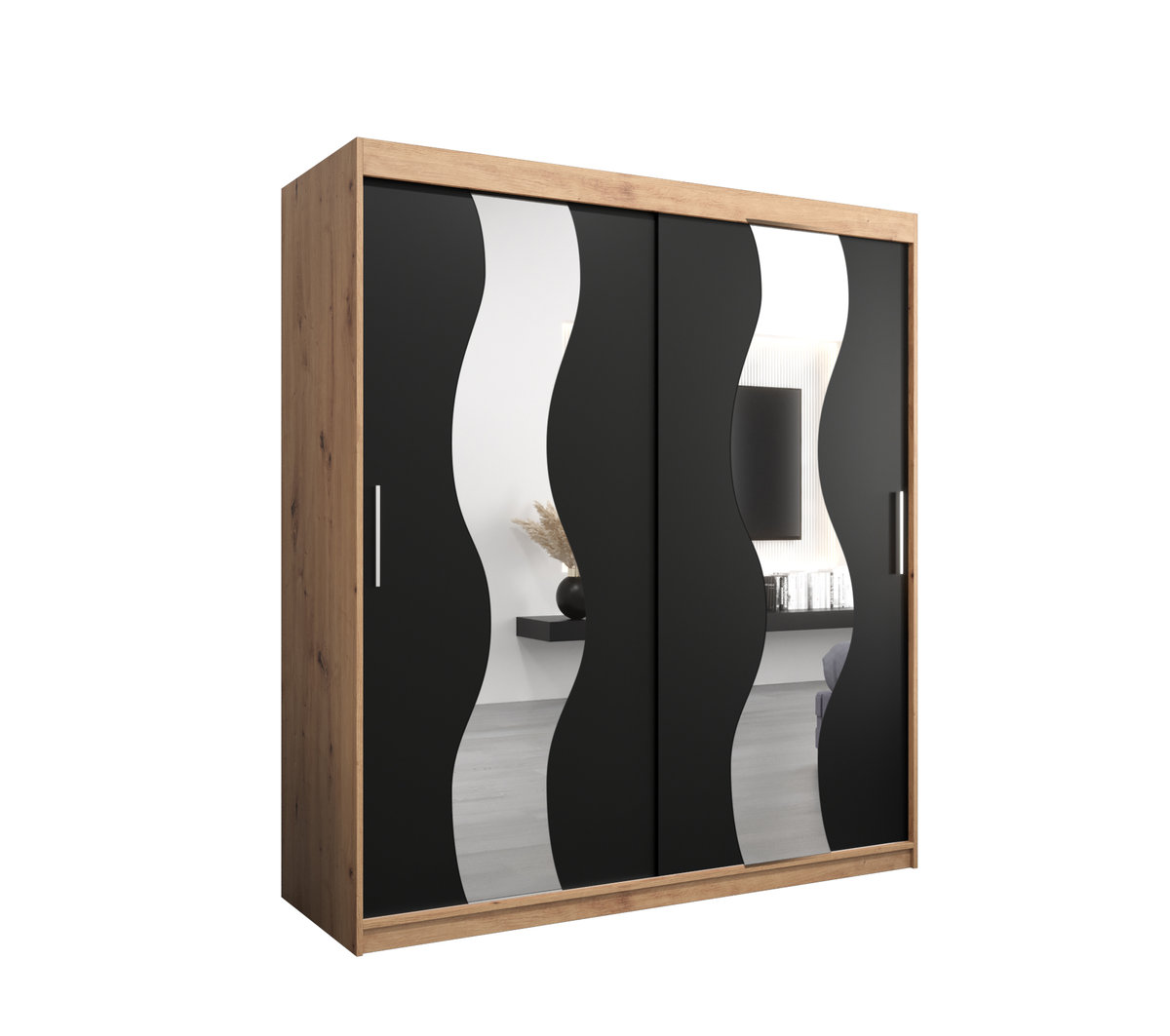 Szafa przesuwna Garderoba SEWILLA 180 gł. 62 artisan/czarny