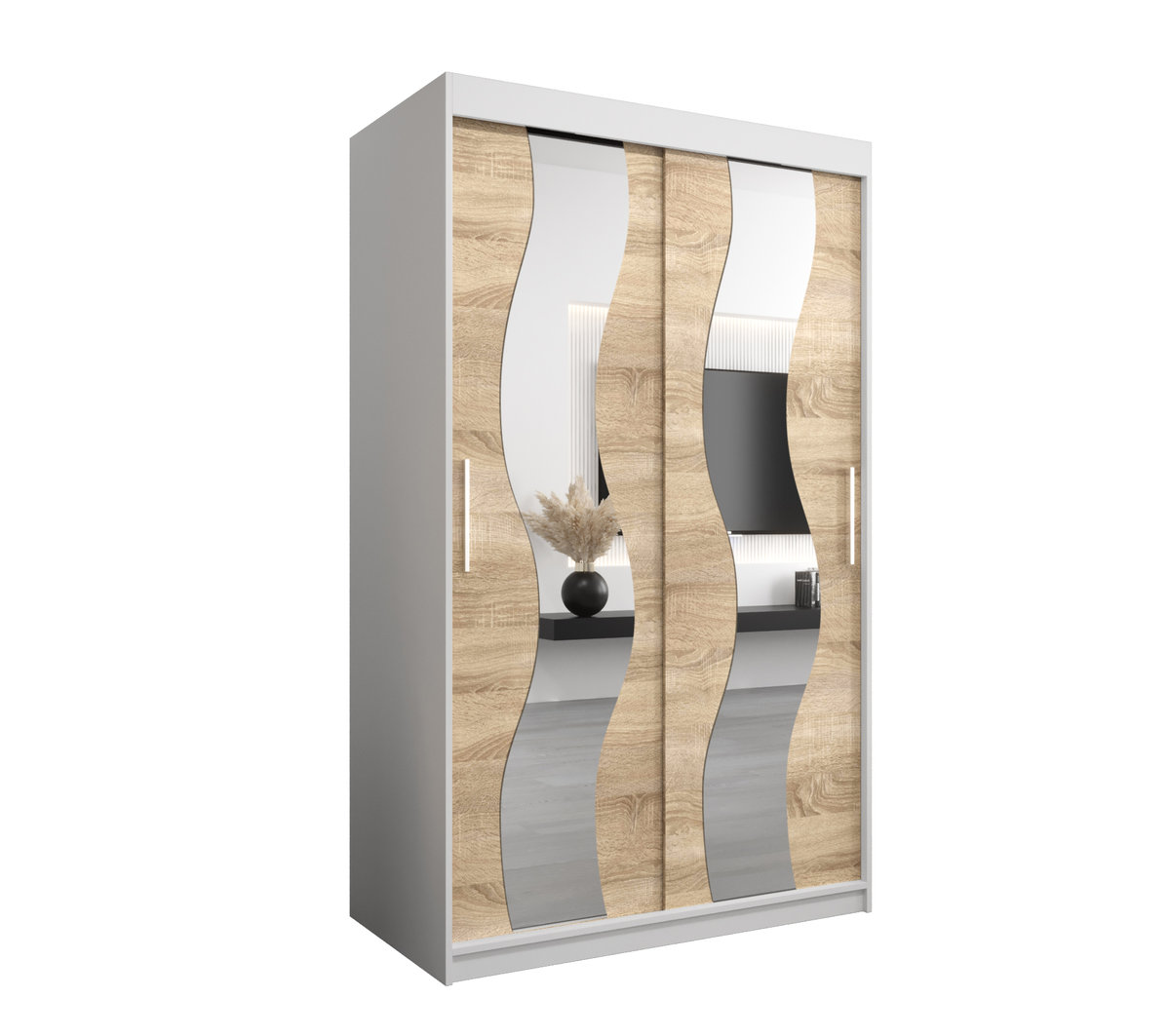 Szafa przesuwna Garderoba SEWILLA 120 gł. 62 biały/sonoma