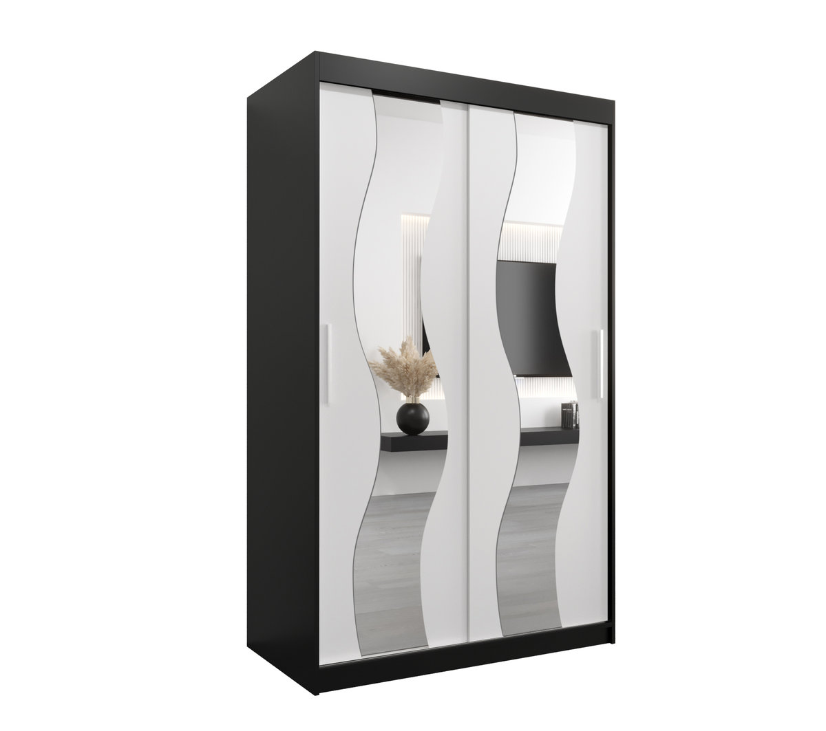 Szafa przesuwna Garderoba SEWILLA 120 gł. 62 czarny/biały