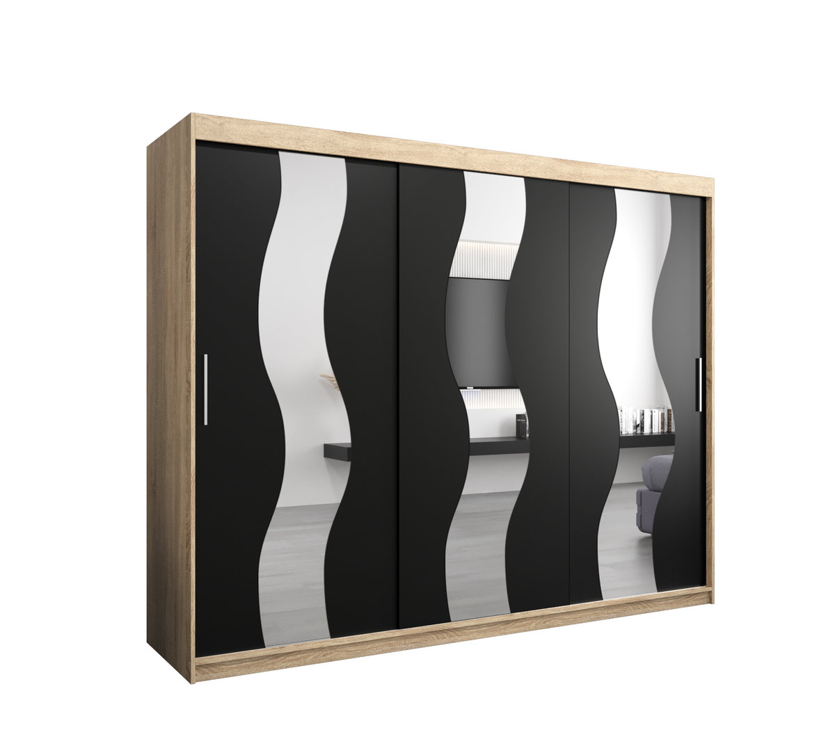 Szafa przesuwna Garderoba SEWILLA 250 gł. 62 sonoma/czarny