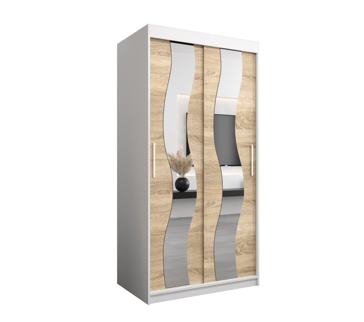 Szafa przesuwna Garderoba SEWILLA 100 gł. 62 biały/sonoma