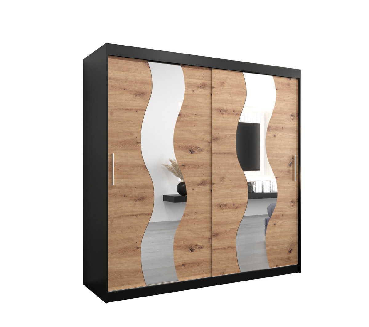 Szafa przesuwna Garderoba SEWILLA 200 gł. 62 czarny/artisan