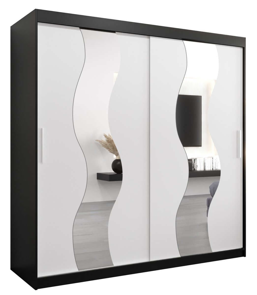 Szafa przesuwna Garderoba SEWILLA 200 gł. 62 czarny/biały