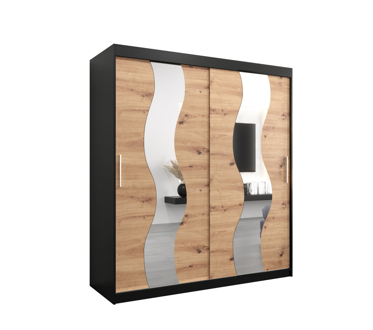 Szafa przesuwna Garderoba SEWILLA 180 gł. 62 czarny/artisan