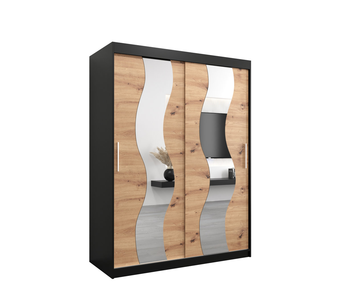 Szafa przesuwna Garderoba SEWILLA 150 gł. 62 czarny/artisan