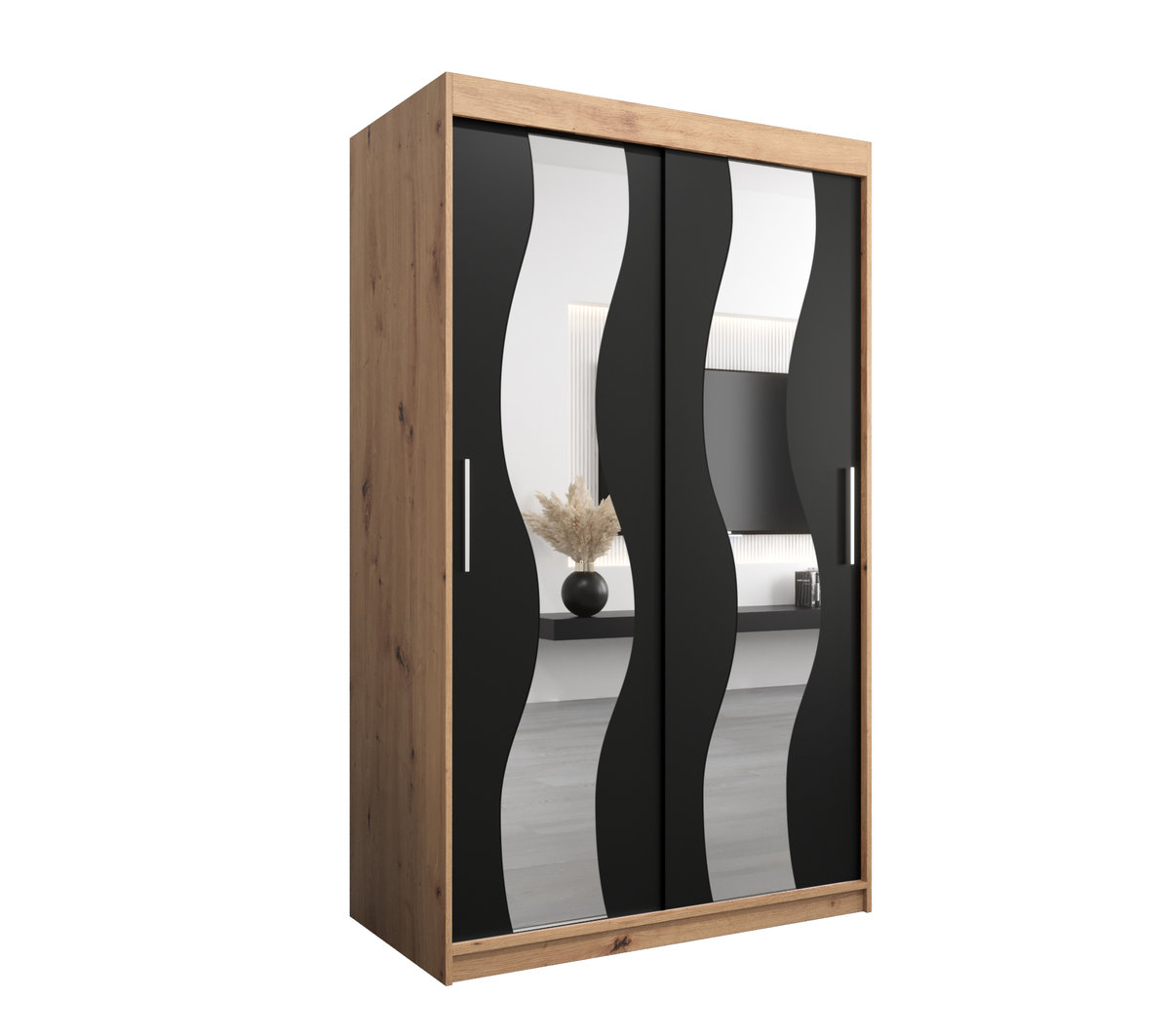 Szafa przesuwna Garderoba SEWILLA 120 gł. 62 artisan/czarny