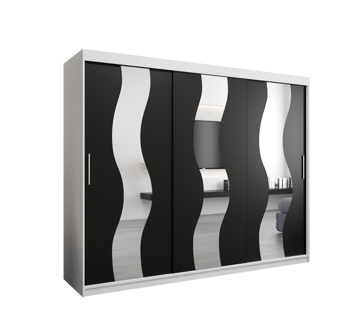 Szafa przesuwna Garderoba SEWILLA 250 gł. 62 biały/czarny