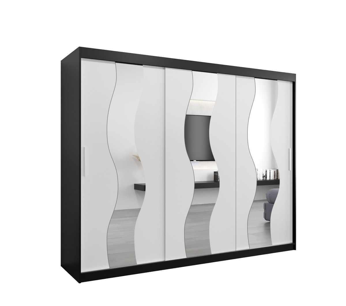 Szafa przesuwna Garderoba SEWILLA 250 gł. 62 czarny/biały