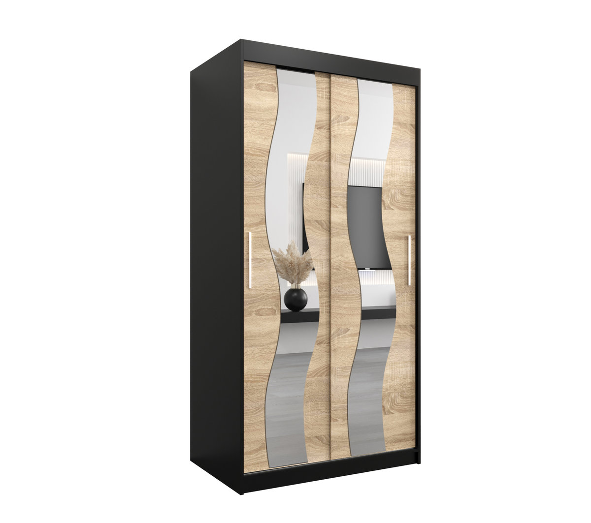 Szafa przesuwna Garderoba SEWILLA 100 gł. 62 czarny/sonoma