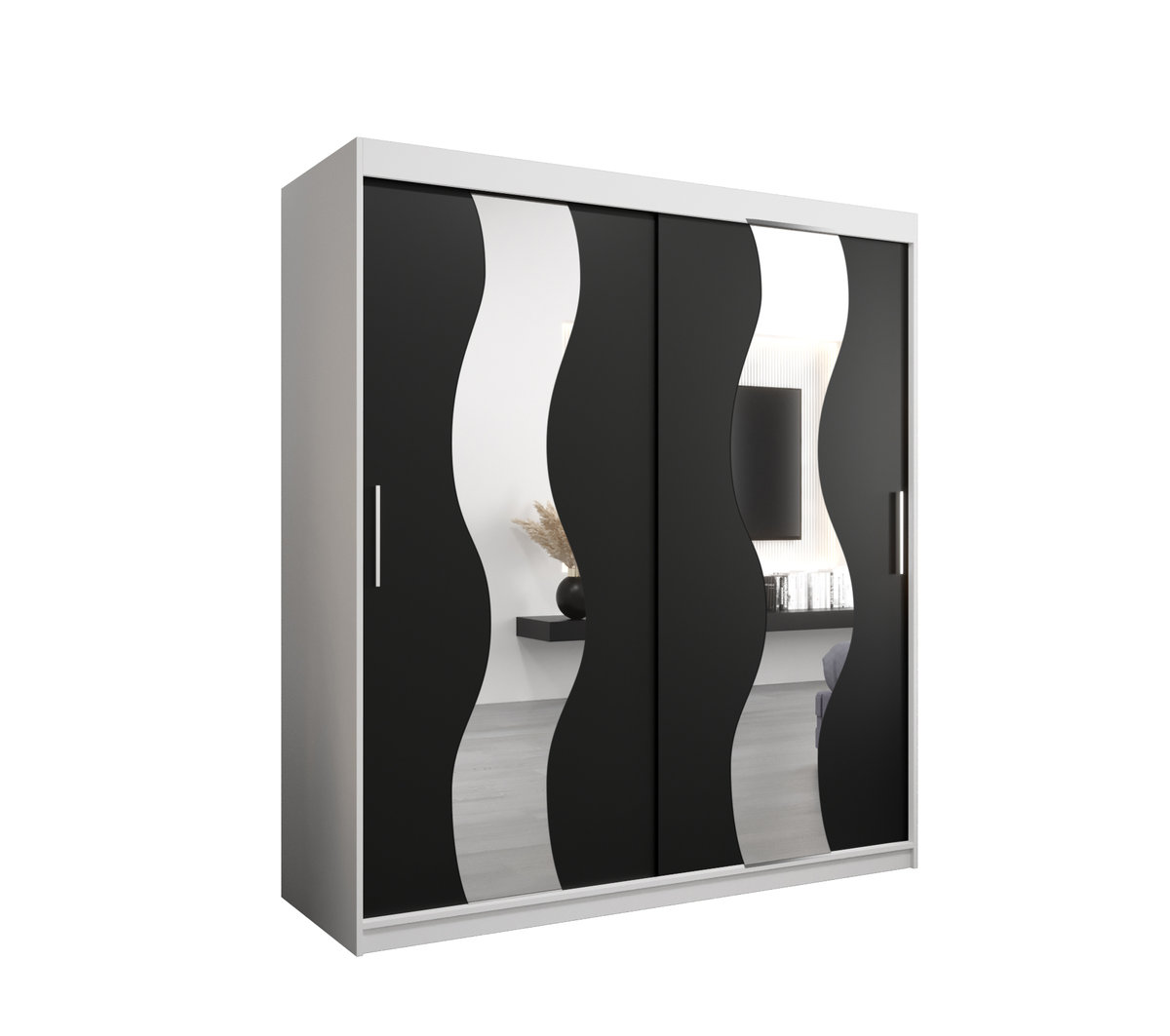 Szafa przesuwna Garderoba SEWILLA 180 gł. 62 biały/czarny