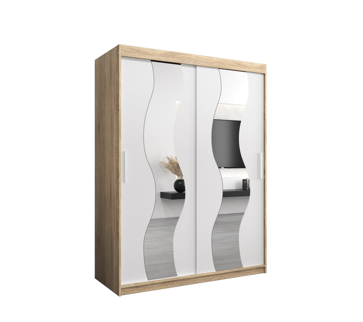 Szafa przesuwna Garderoba SEWILLA 150 gł. 62 sonoma/biały