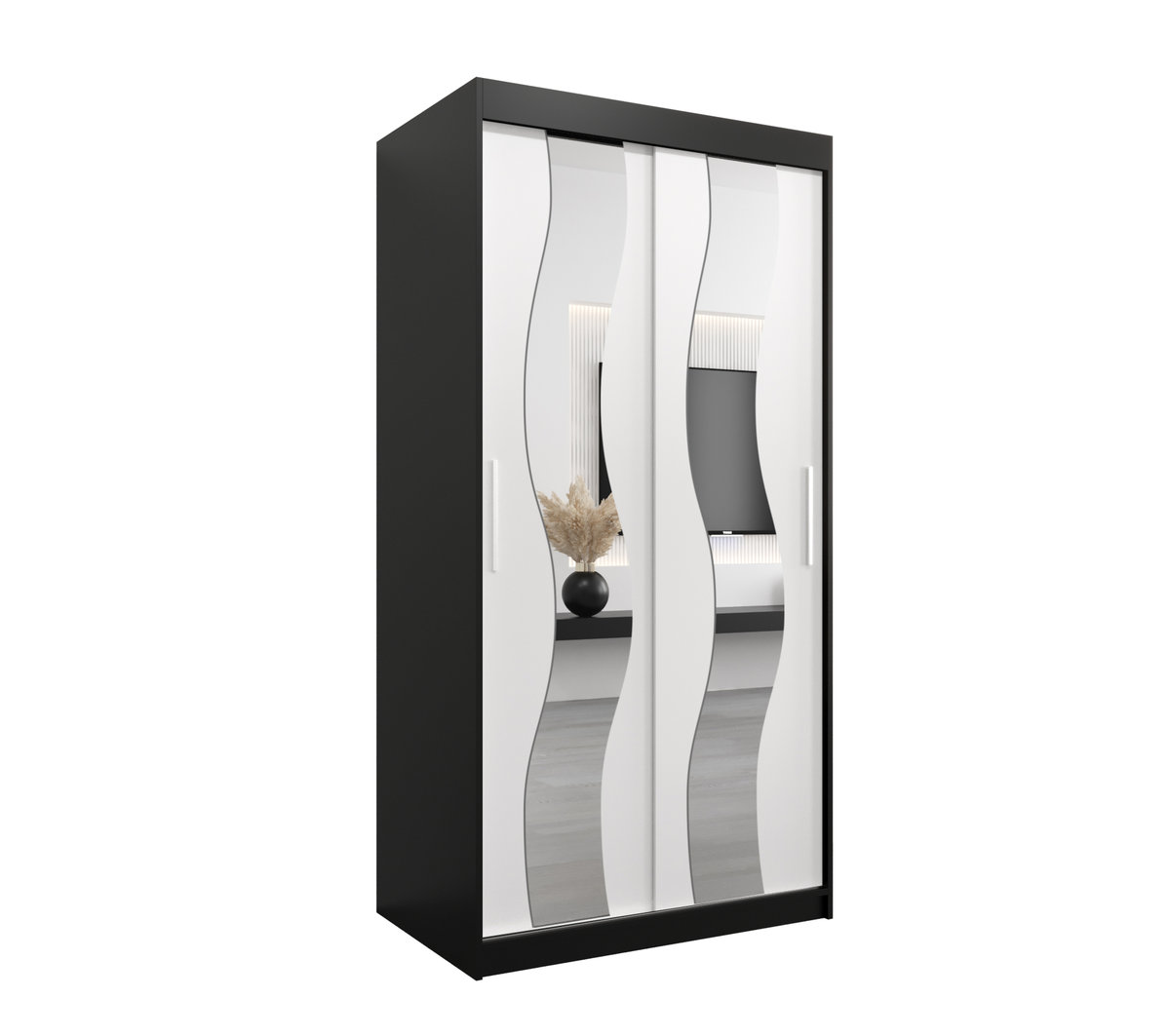 Szafa przesuwna Garderoba SEWILLA 100 gł. 62 czarny/biały