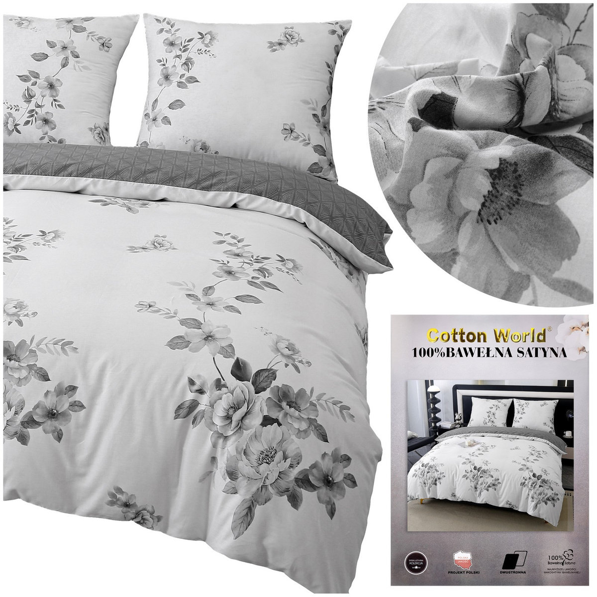 Pościel 160 x 200 3cz Satyna Bawełniana Dalia 24