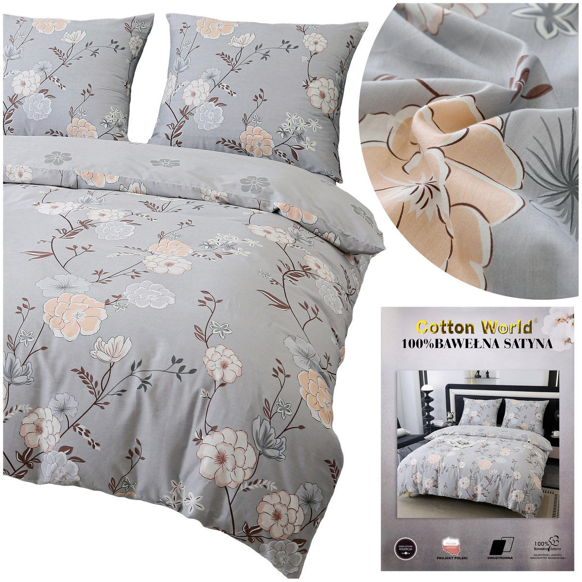 Pościel 160 x 200 3cz Satyna Bawełniana Dalia 26