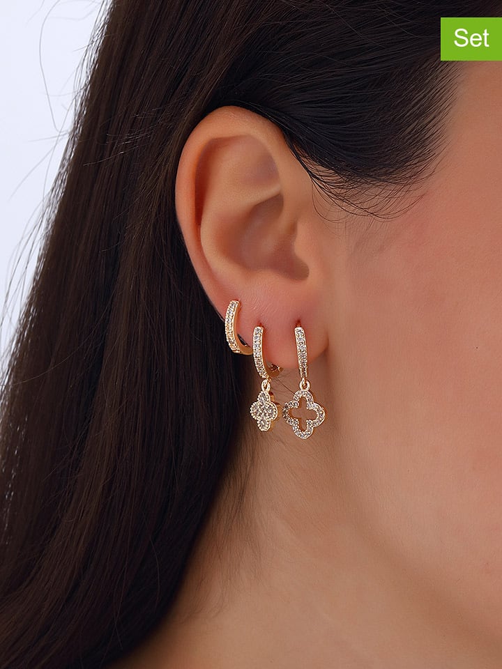 Luja Bijoux 3-częściowy zestaw kolczyków-kreoli z cyrkoniami