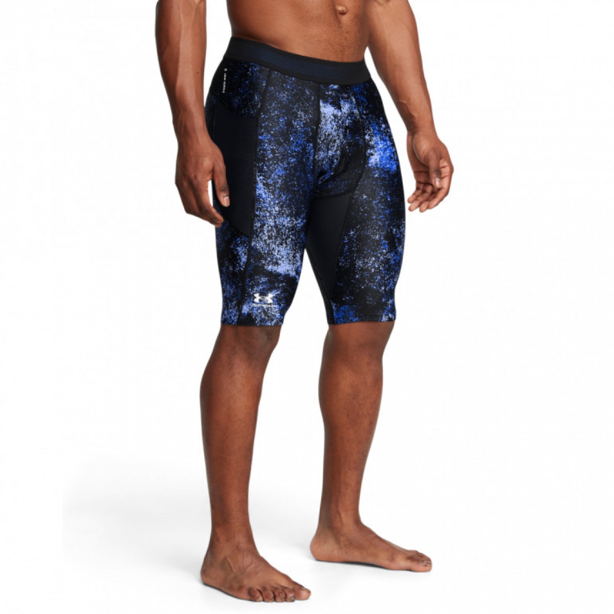 Męskie legginsy krótkie treningowe Under Armour UA Hg Isochill Prtd Lg Sts - granatowe - UNDER ARMOUR
