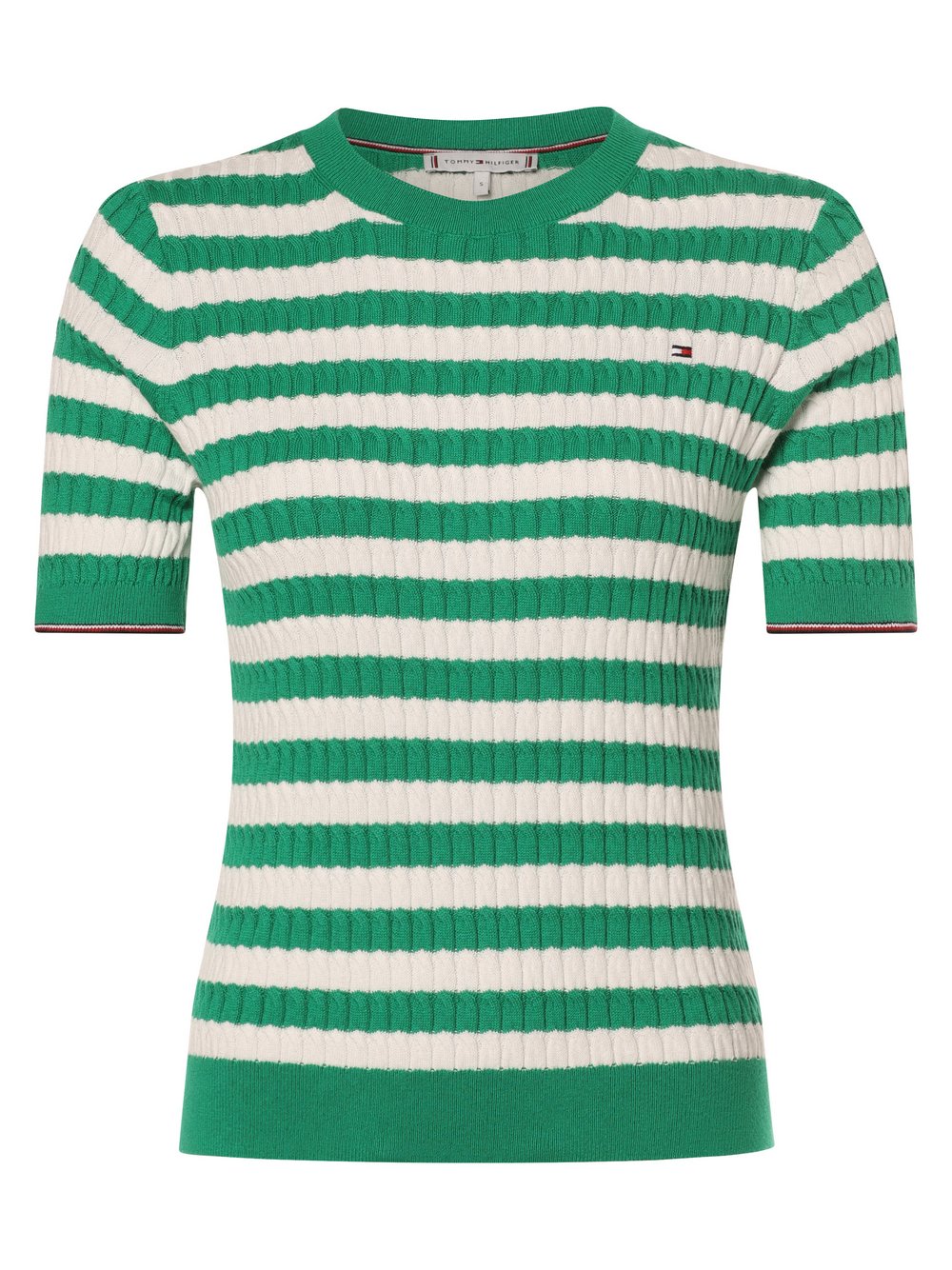 Tommy Hilfiger Sweter damski Kobiety Bawełna zielony|biały w paski, S